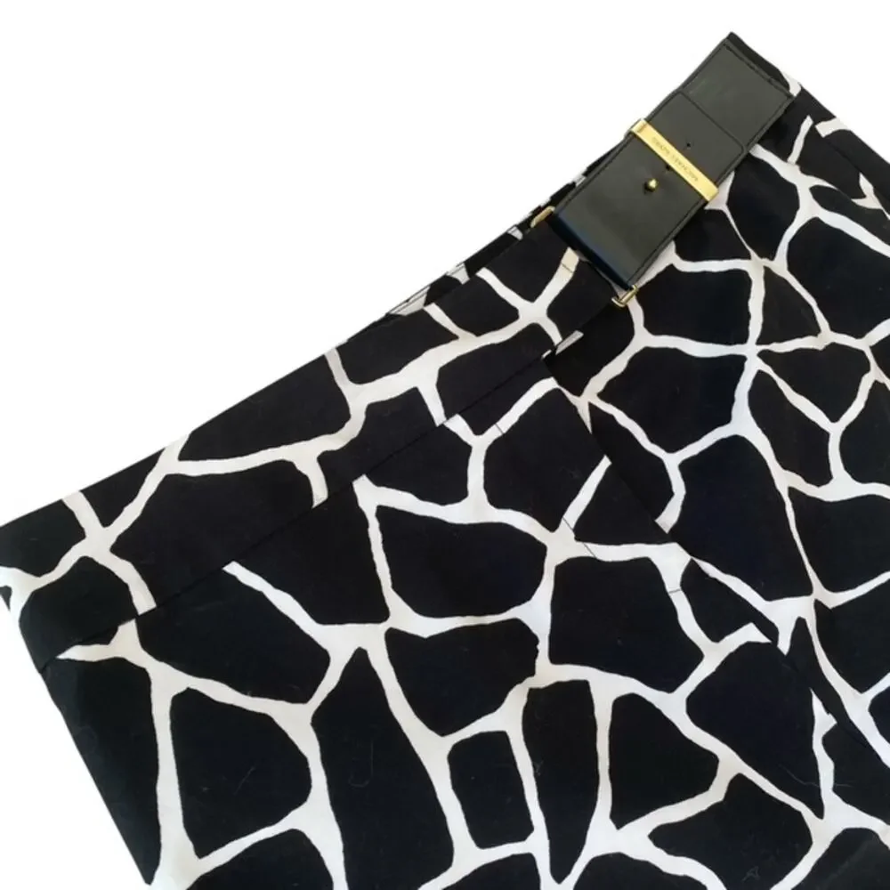 Michael Kors Black and White Animal Print Pencil Skirt - Size 14P